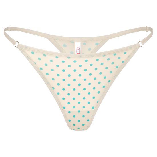 White Green Dot Thong